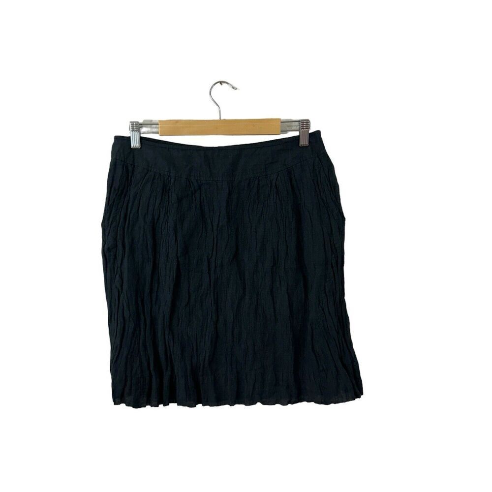 Garnet Hill 10 Skirt Black Cotton Metallic Mini Lined Dressy Womens